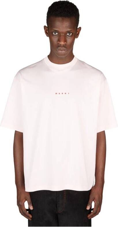 Marni Katoenen T-shirt met logo print Roze Heren