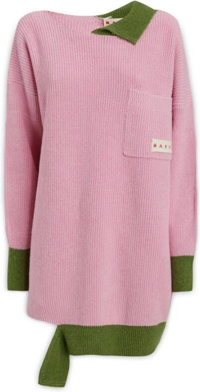 Marni Gezellige en stijlvolle oversized trui met ronde hals Pink Dames