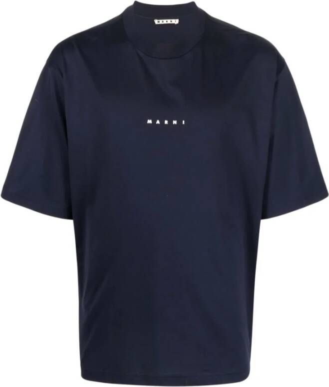 Marni Comfortabel Katoenen Gebreid T-Shirt voor Heren Blauw Heren