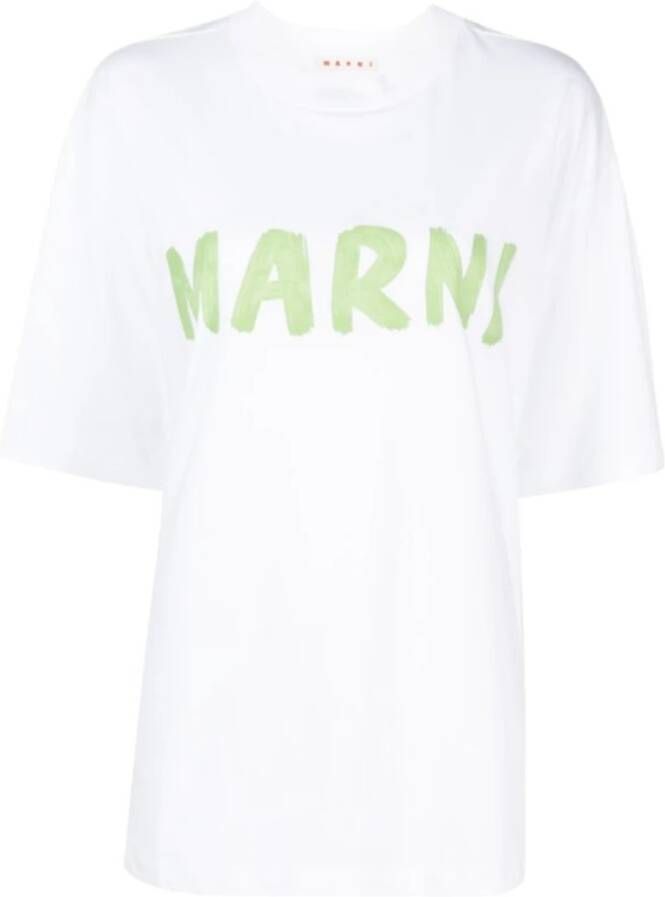 Marni Logo Box T-shirt White Dames