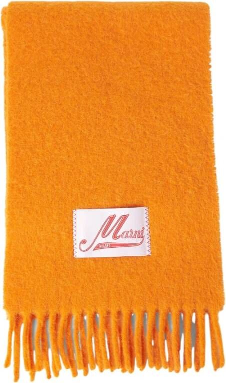 Marni Logo Patch Sjaal van Wolmix Oranje Heren