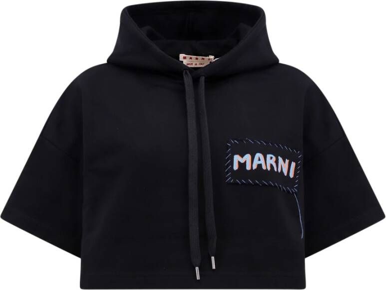 Marni Logo Print Biologisch Katoenen Sweatshirt Zwart Dames