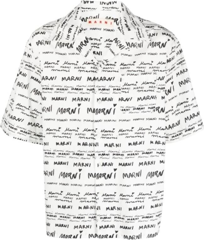 Marni Logo-Print Korte Mouwen Overhemd Wit Heren