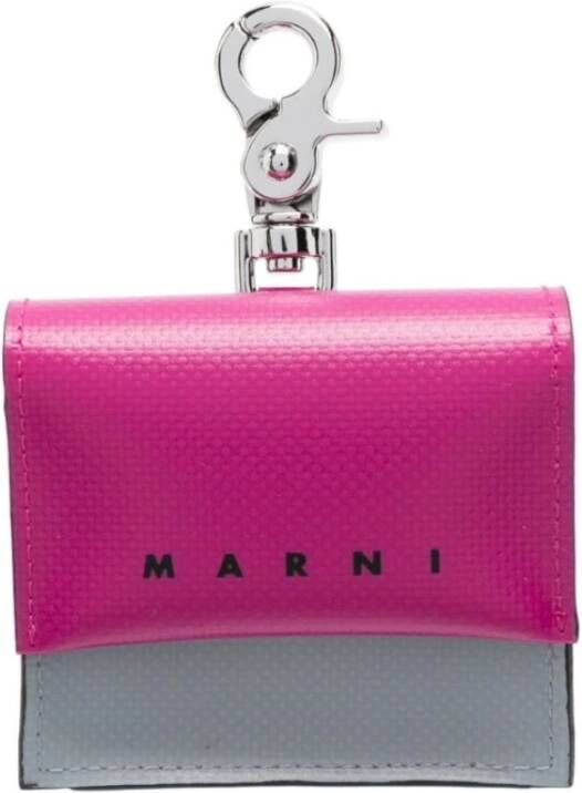 Marni Logo-Print Portemonnee en Kaarthouder Set Roze Dames