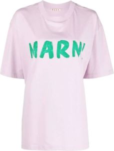 Marni Logo T-Shirt Women Azalea Roze Dames