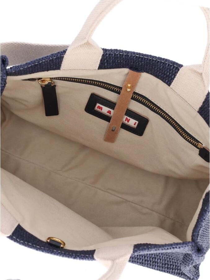 Marni Blauwe Tote Tas met Raffia Effect Blue Dames - Foto 4
