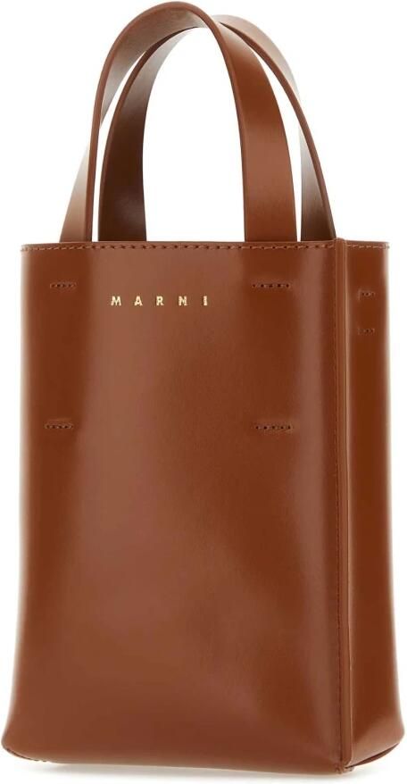 Marni Tote tas van kalfsleer met interne zak Brown Dames - Foto 4