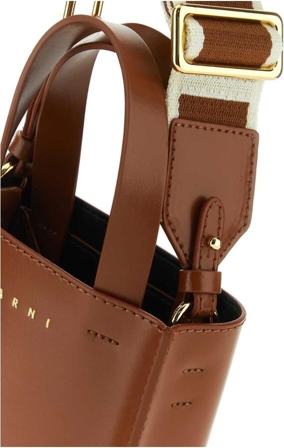 Marni Tote tas van kalfsleer met interne zak Brown Dames - Foto 5