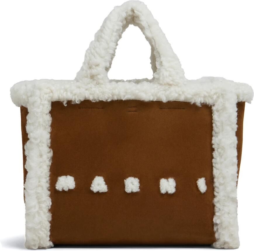 Marni Bruine suède tote tas met shearling Brown Unisex - Foto 4