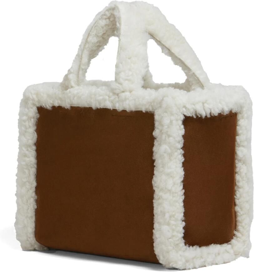 Marni Bruine suède tote tas met shearling Brown Unisex - Foto 5