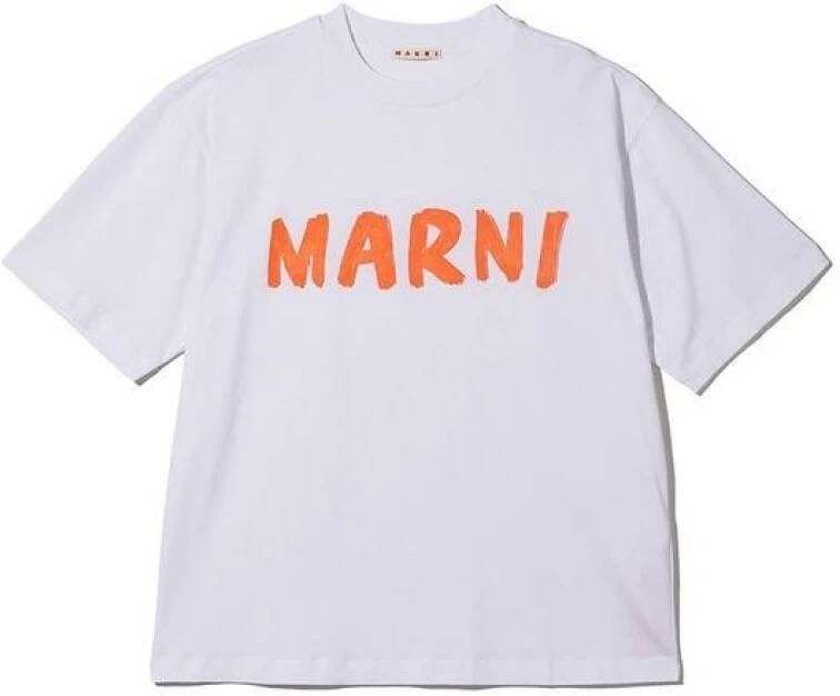 Marni Witte Organisch Katoenen T-shirt met Logo Print White Dames - Foto 3