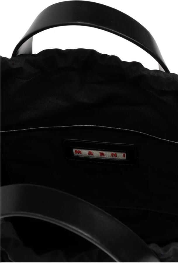 Marni Monogram Print Kalfsleren Handtas met Schouderband Black Dames - Foto 5