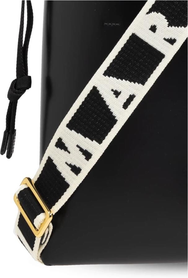 Marni Monogram Print Kalfsleren Handtas met Schouderband Black Dames - Foto 6