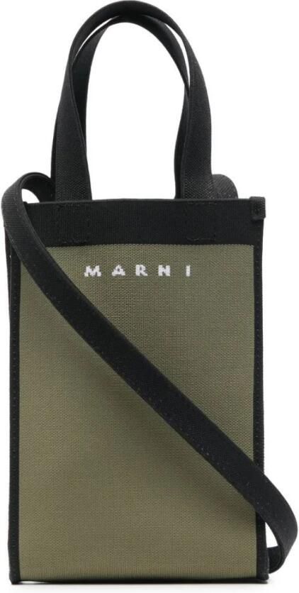 Marni Shoppers & Totes Logo Knit Crossbody Tote Bag in groen - Foto 2