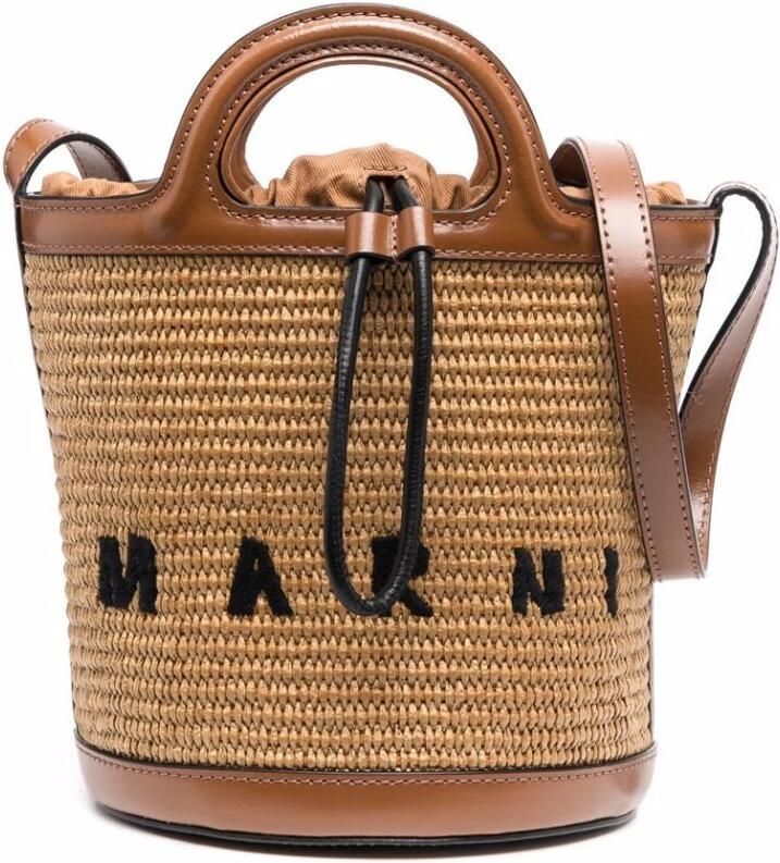 Marni Totes & shoppers Tropicalia Mini Bucket in bruin - Foto 4