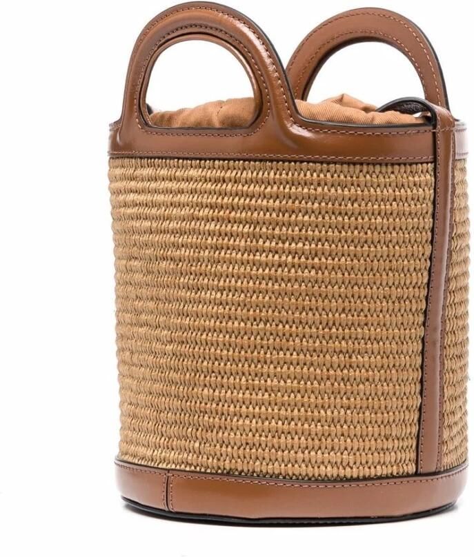 Marni Totes & shoppers Tropicalia Mini Bucket in bruin - Foto 5