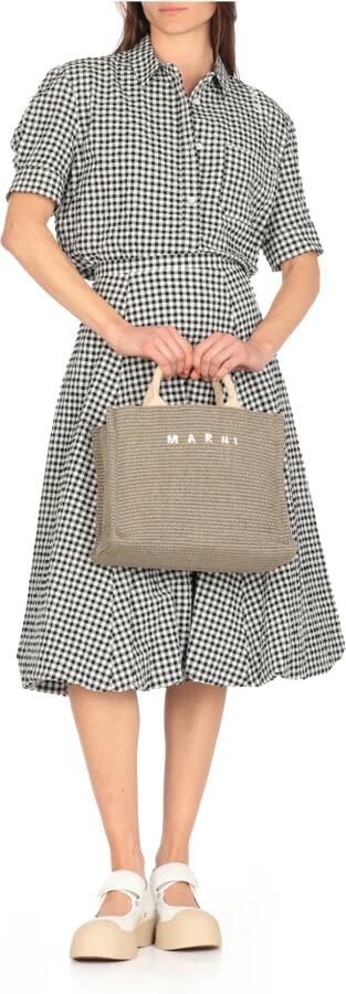 Marni Groene Katoenen Handtas met Handvatten en Riem Green Dames - Foto 11