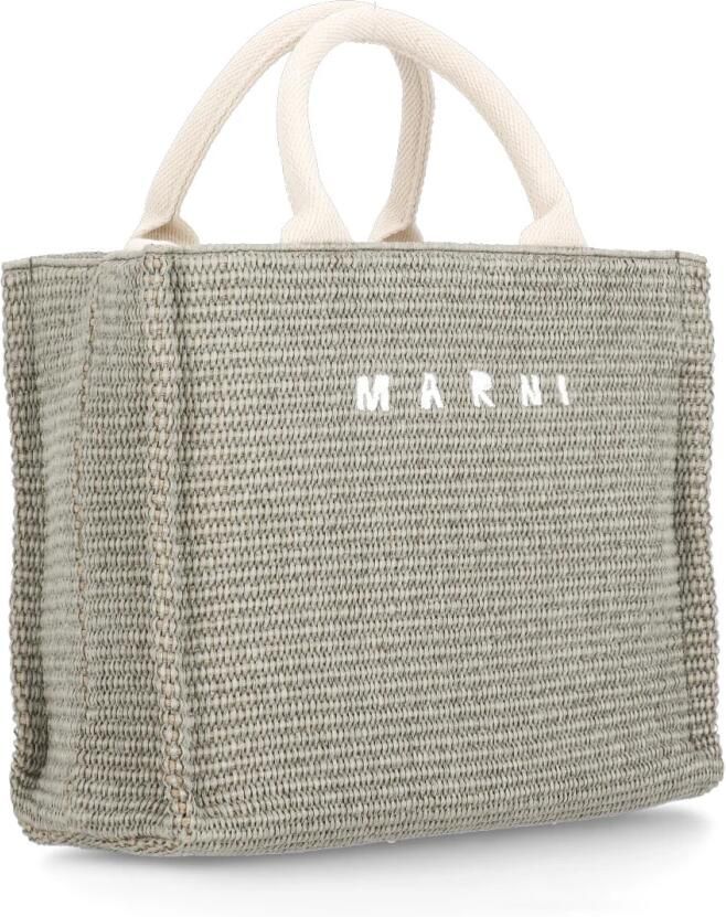 Marni Groene Katoenen Handtas met Handvatten en Riem Green Dames - Foto 7