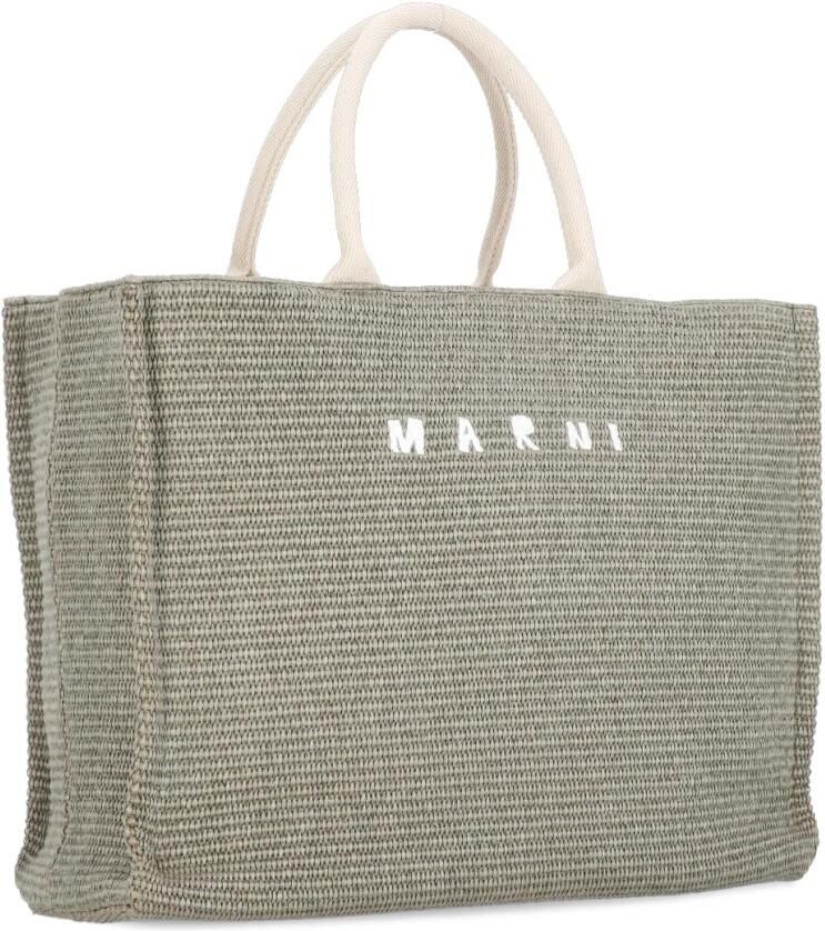 Marni Crossbody bags Große Tote Bag in Bast-Optik in grijs - Foto 2