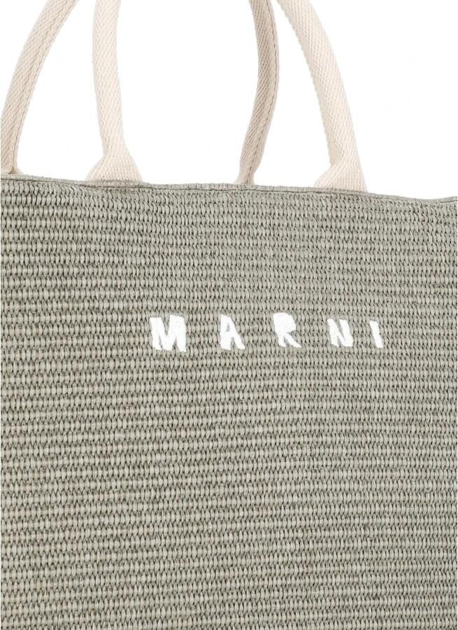 Marni Crossbody bags Große Tote Bag in Bast-Optik in grijs - Foto 3