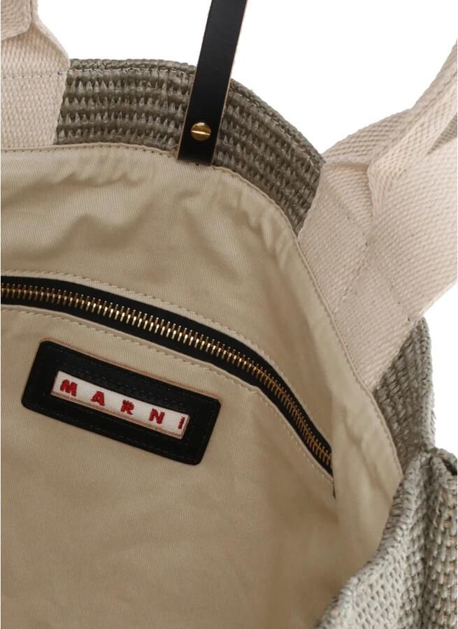 Marni Crossbody bags Große Tote Bag in Bast-Optik in grijs - Foto 4