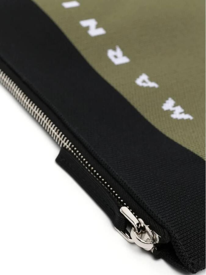 Marni Crossbody bags Logo-embroidered Zip Clutch Bag in groen - Foto 3