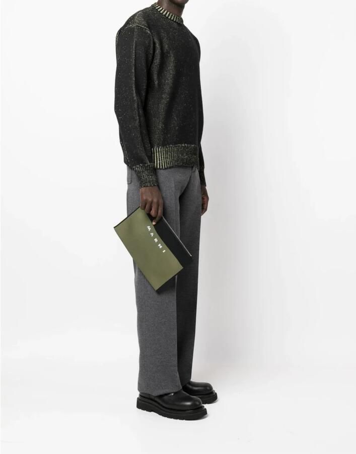 Marni Crossbody bags Logo-embroidered Zip Clutch Bag in groen - Foto 2