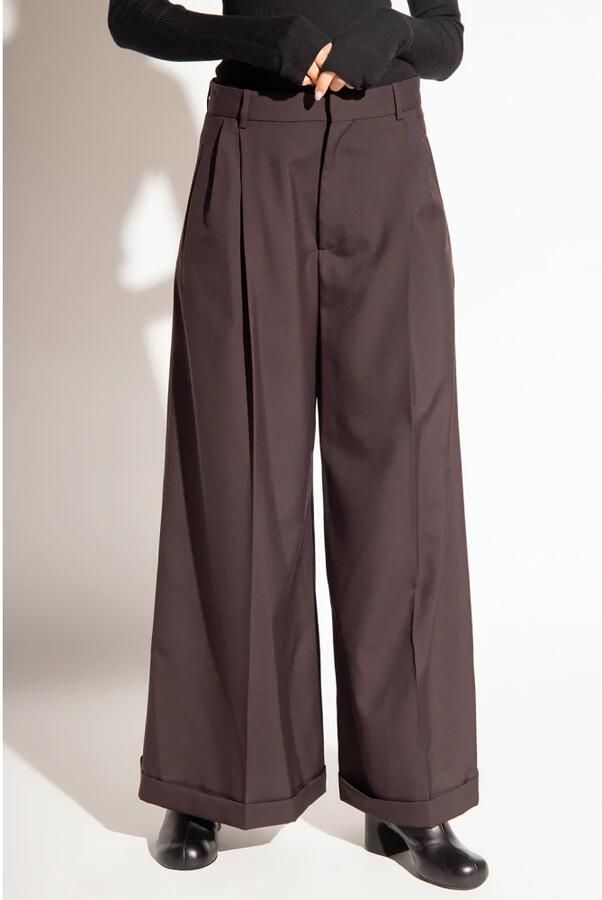 Marni Hoge taille wollen broek Bruin Dames