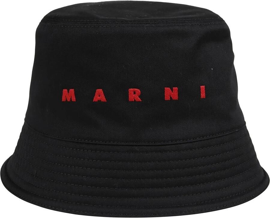 Marni Katoenen twill hoed voor mannen Black Heren