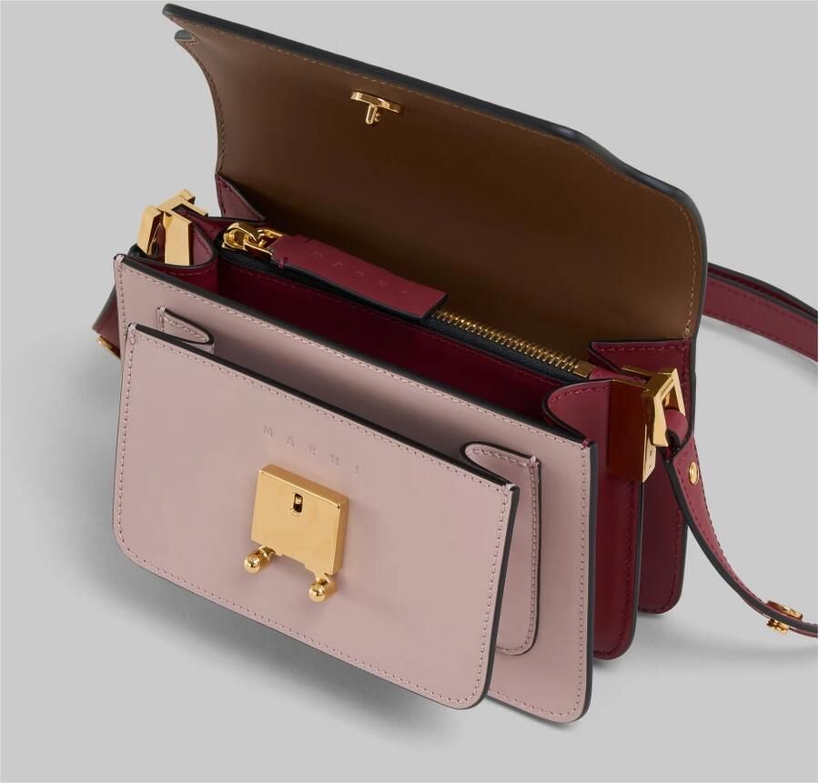 Marni Mini Trunk Leren Schoudertas Brown Dames