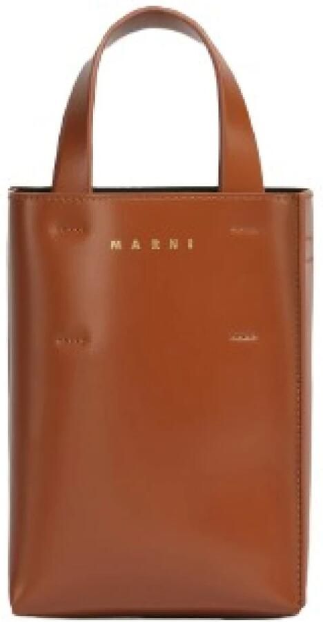 Marni Tote tas van kalfsleer met interne zak Brown Dames - Foto 6
