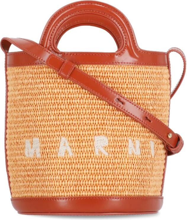 Marni Tropicalia Bucket Tas Vrouwen Koordsluiting Orange Dames