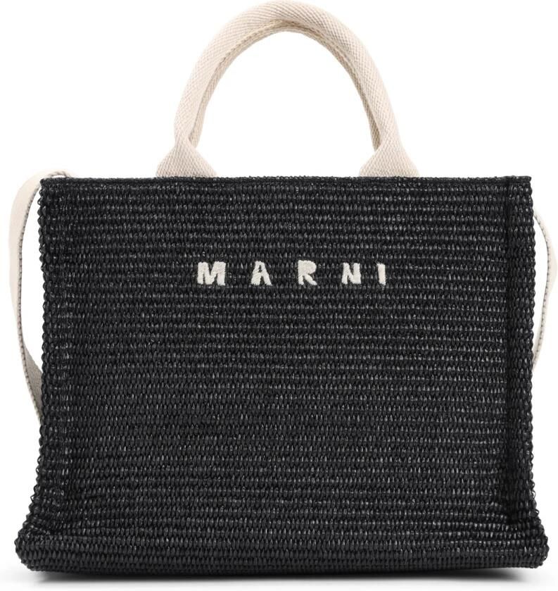 Marni Zwarte Handtas met Witte Handvatten Black Dames