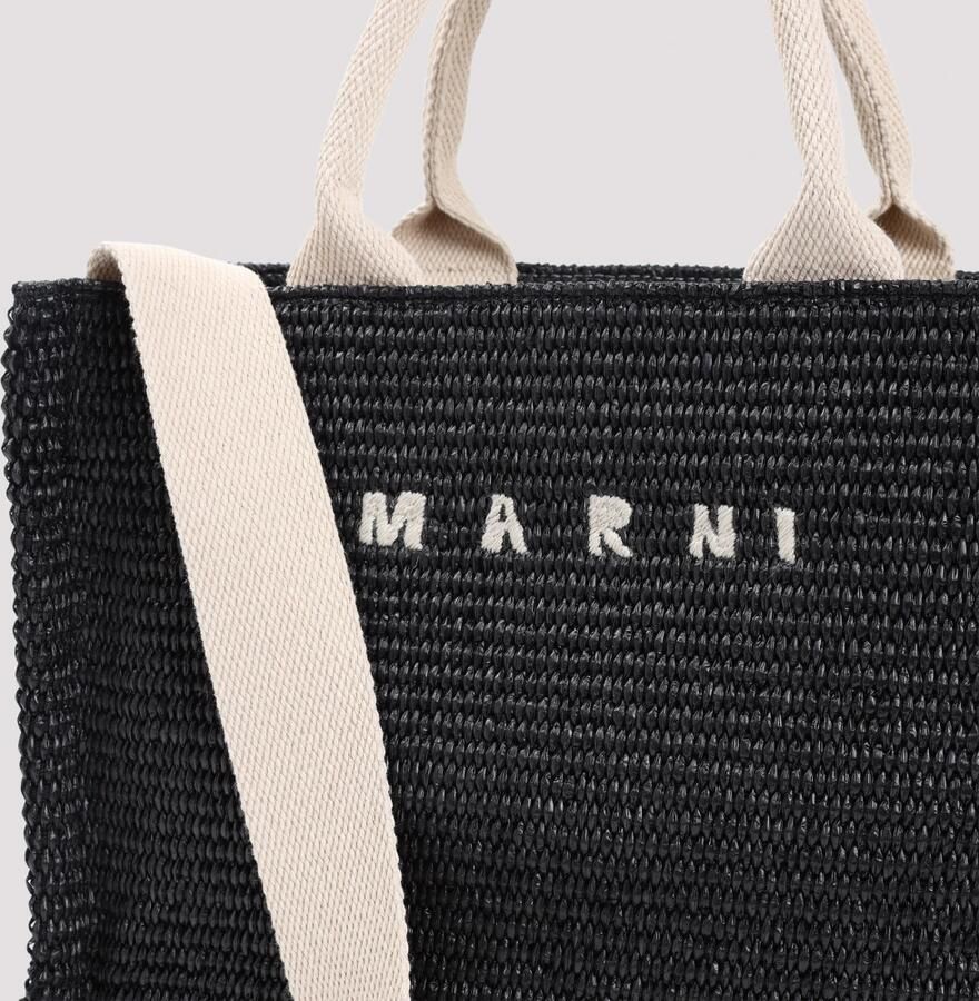 Marni Zwarte Handtas met Witte Handvatten Black Dames - Foto 2