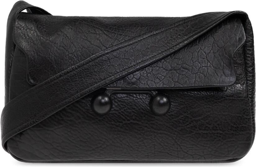 Marni Zwarte leren schoudertas met verstelbaar handvat Black Dames