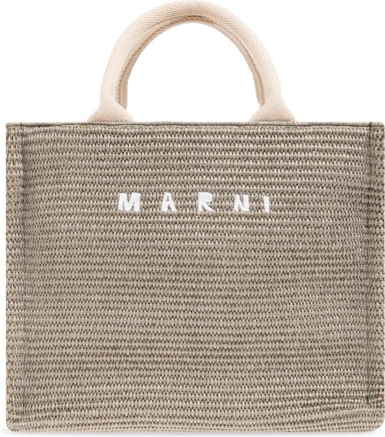 Marni Groene Katoenen Handtas met Handvatten en Riem Green Dames