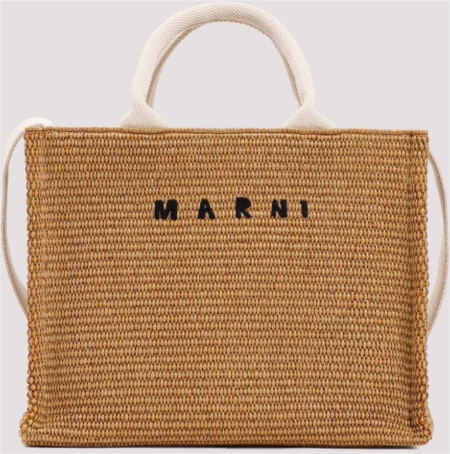 Marni Kleine tas van natuurkleurig raffia-effect stof Beige Dames - Foto 2