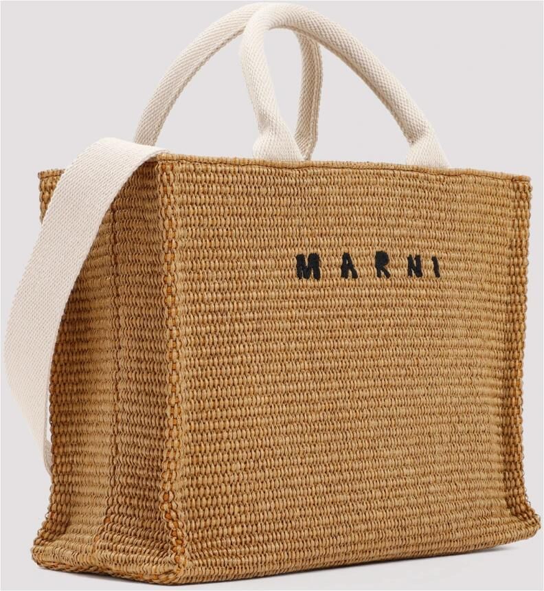 Marni Kleine tas van natuurkleurig raffia-effect stof Beige Dames - Foto 4