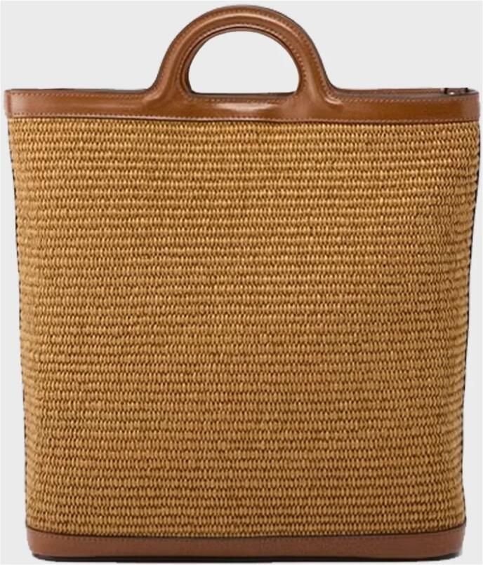 Marni Raffia Crossbody Tas met Frontlogo Brown Dames - Foto 4