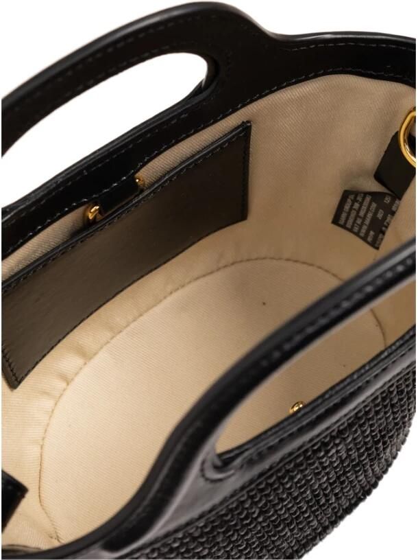 Marni Tropicalia micro tas leer en raffia-effect stof Black Dames - Foto 5