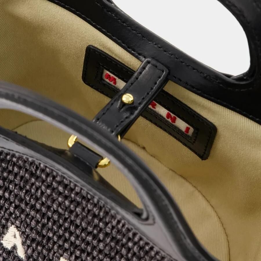 Marni Tropicalia micro tas leer en raffia-effect stof Black Dames - Foto 2