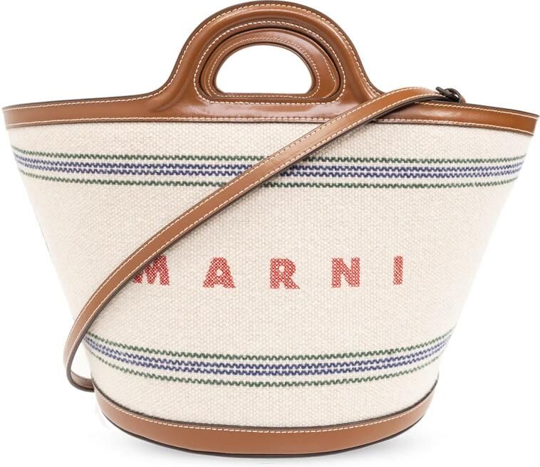 Marni Crossbody bags Kleine Tasche Tropicalia mit Schriftzug in beige