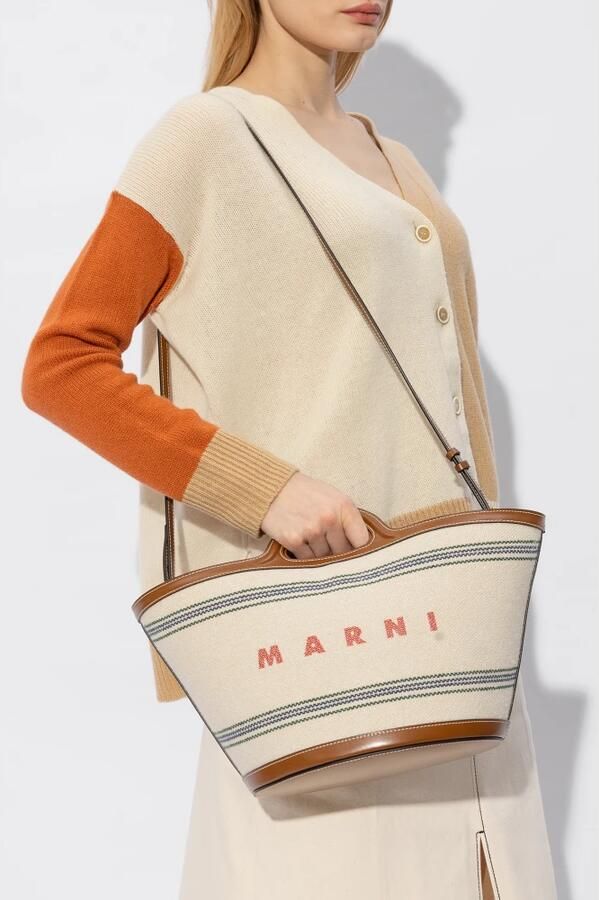 Marni Crossbody bags Kleine Tasche Tropicalia mit Schriftzug in beige - Foto 5