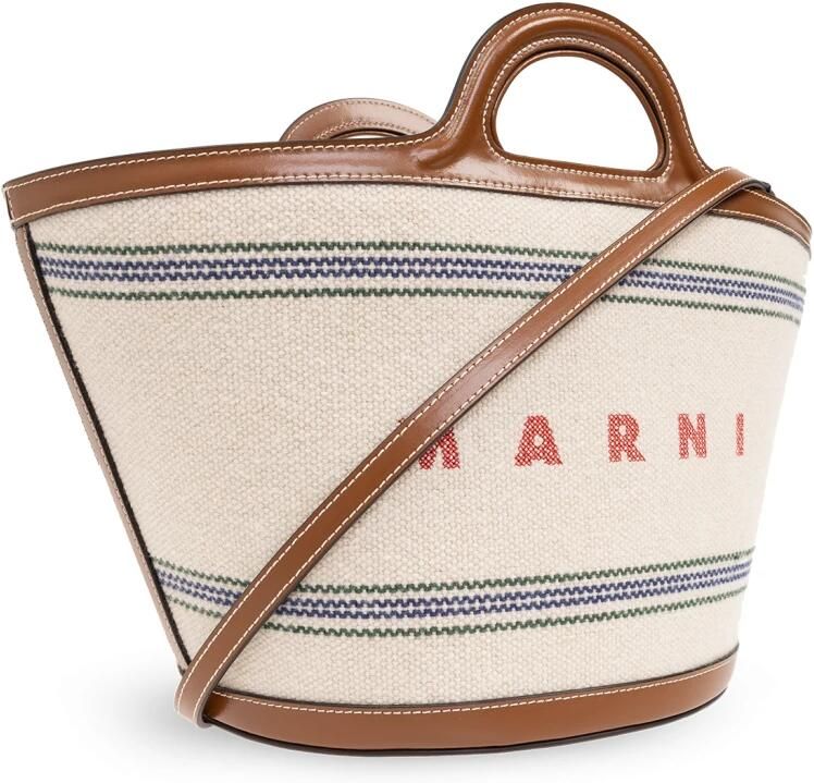 Marni Crossbody bags Kleine Tasche Tropicalia mit Schriftzug in beige - Foto 6