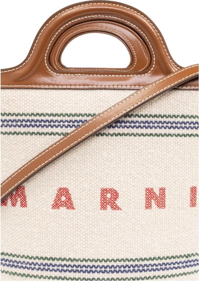 Marni Crossbody bags Kleine Tasche Tropicalia mit Schriftzug in beige - Foto 3