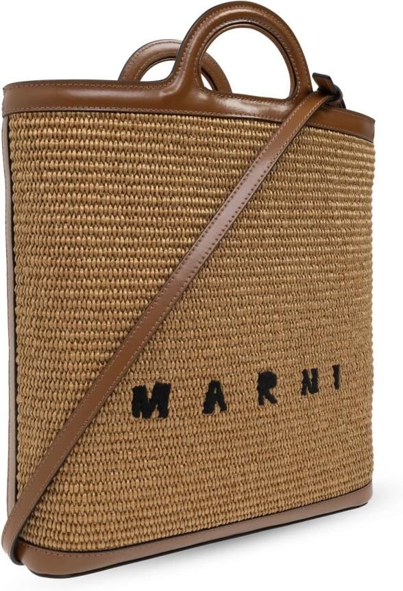 Marni Raffia Crossbody Tas met Frontlogo Brown Dames - Foto 8