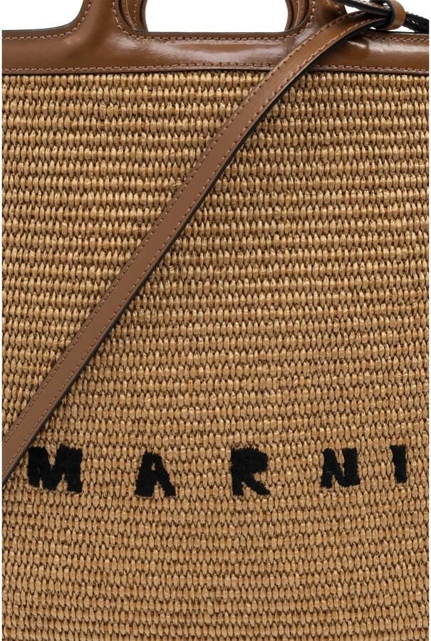 Marni Raffia Crossbody Tas met Frontlogo Brown Dames - Foto 6