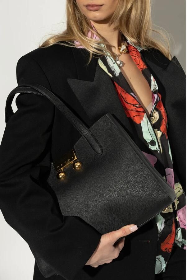 Marni Shoppers & Totes Black Handbag With Gold-Tone Clasp in zwart - Foto 6