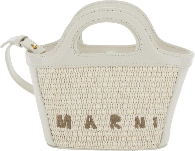 Marni Witte Katoenen Micro Portemonnee Tropicalia Beige Dames - Foto 5
