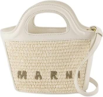 Marni Witte Katoenen Micro Portemonnee Tropicalia Beige Dames